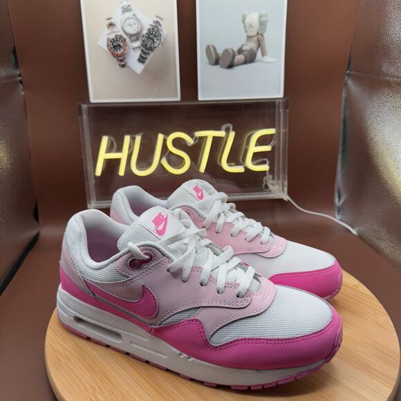 Nike Air Max 1 (GS) Shoes Big Kid’s SZ 6.5Y White/Playful Pink Foam - Picture 1 of 10